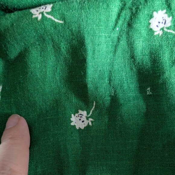 Max Studio London Linen Blend Green Floral Midi Skirt Size Small Pockets Summer - Picture 12 of 14